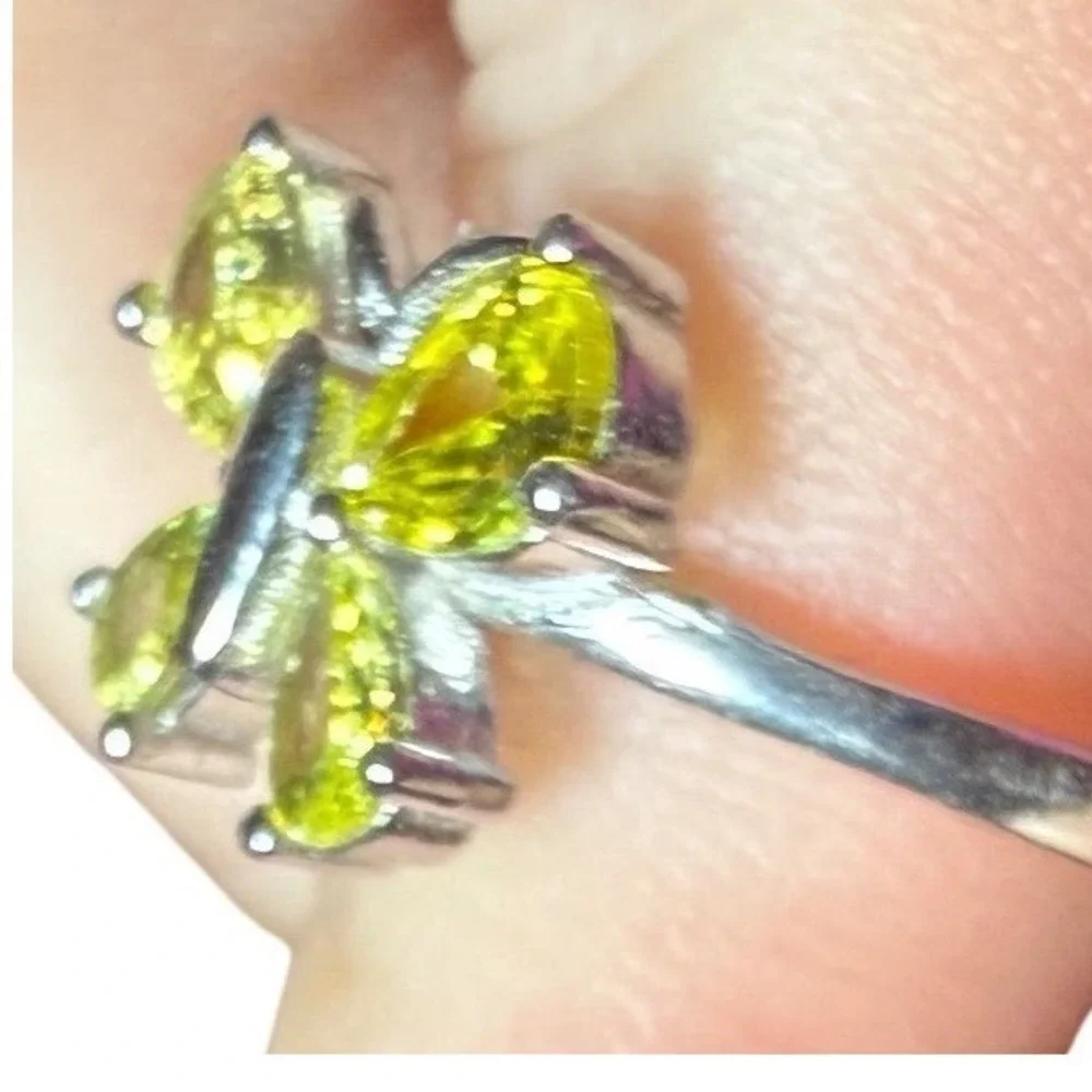 Sterling Silver Butterfly citrine‎ Ring Pear Stones Statement Whimsical fairy